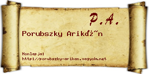 Porubszky Arikán névjegykártya